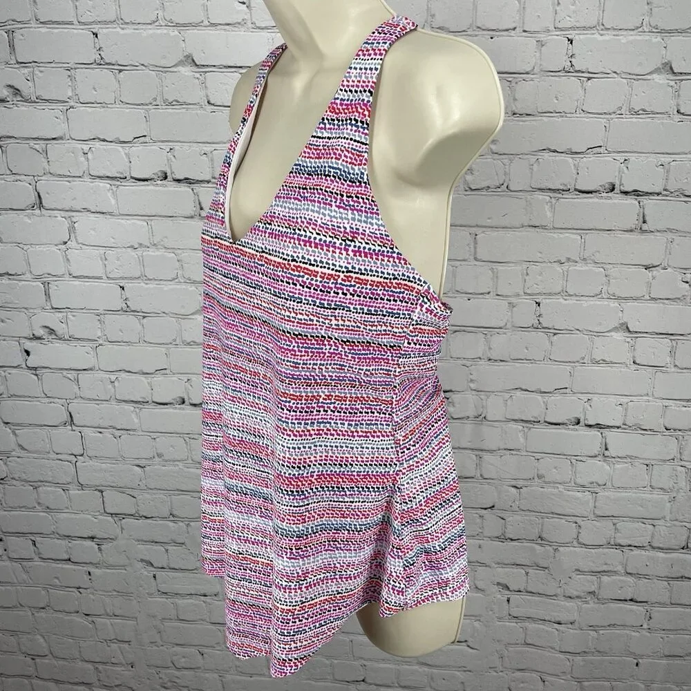 Island Escape Multicolor Built In Bra Padded Underwire Swimsuit Tank Top Size 12